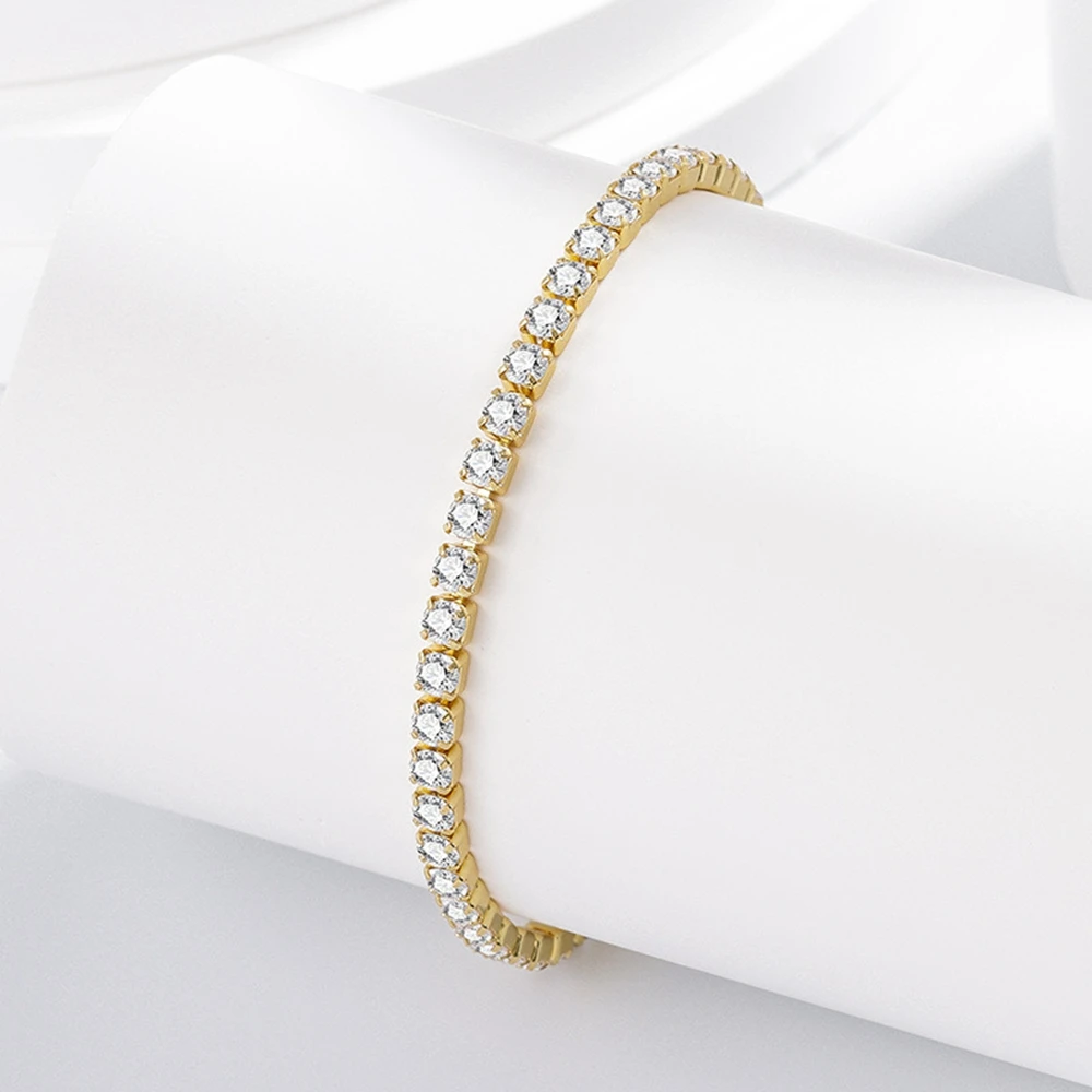 925 Sterling Silver Bracelet Love Elegant Zircon Tennis Crystal Chain for Women Fashion Noble Engagement Wedding Glam