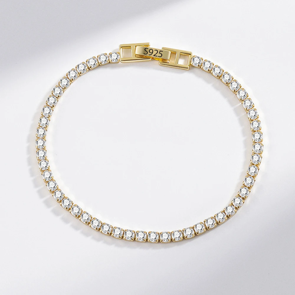 925 Sterling Silver Bracelet Love Elegant Zircon Tennis Crystal Chain for Women Fashion Noble Engagement Wedding Glam