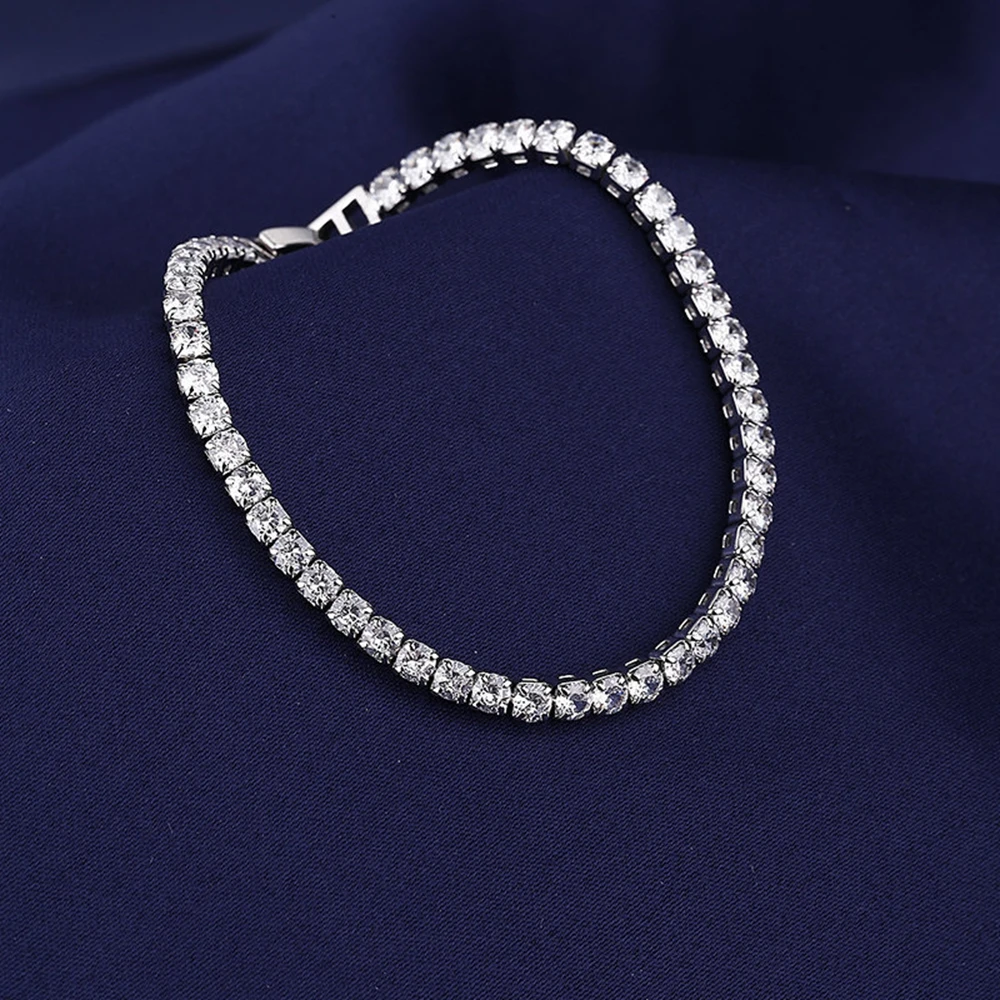925 Sterling Silver Bracelet Love Elegant Zircon Tennis Crystal Chain for Women Fashion Noble Engagement Wedding Glam