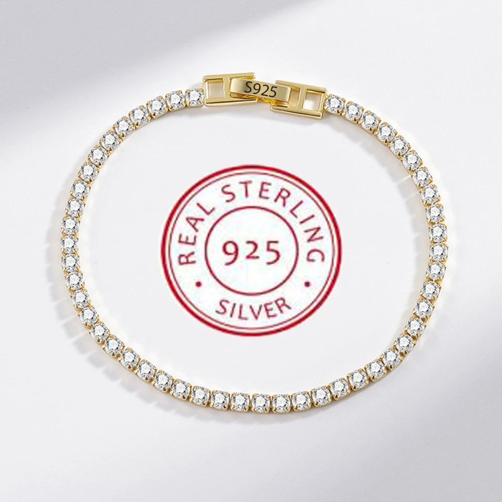 925 Sterling Silver Bracelet Love Elegant Zircon Tennis Crystal Chain for Women Fashion Noble Engagement Wedding Glam