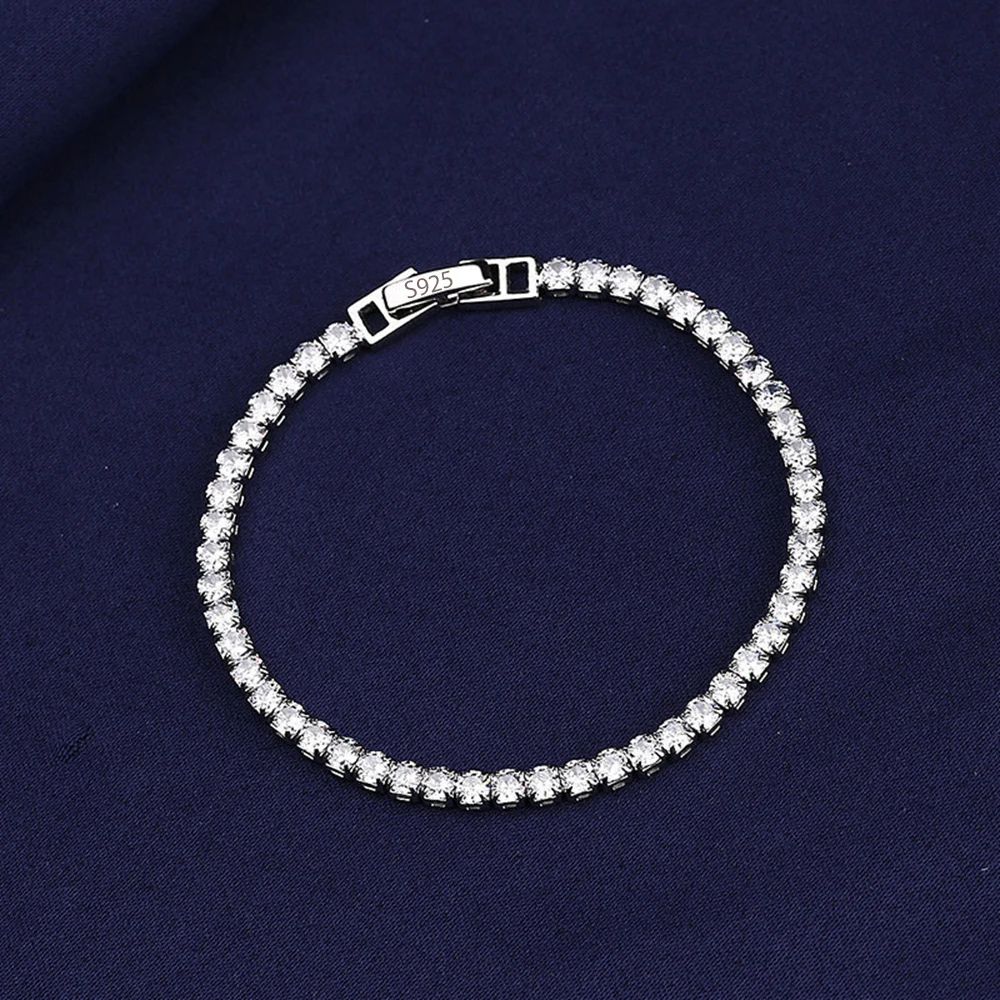 925 Sterling Silver Bracelet Love Elegant Zircon Tennis Crystal Chain for Women Fashion Noble Engagement Wedding Glam