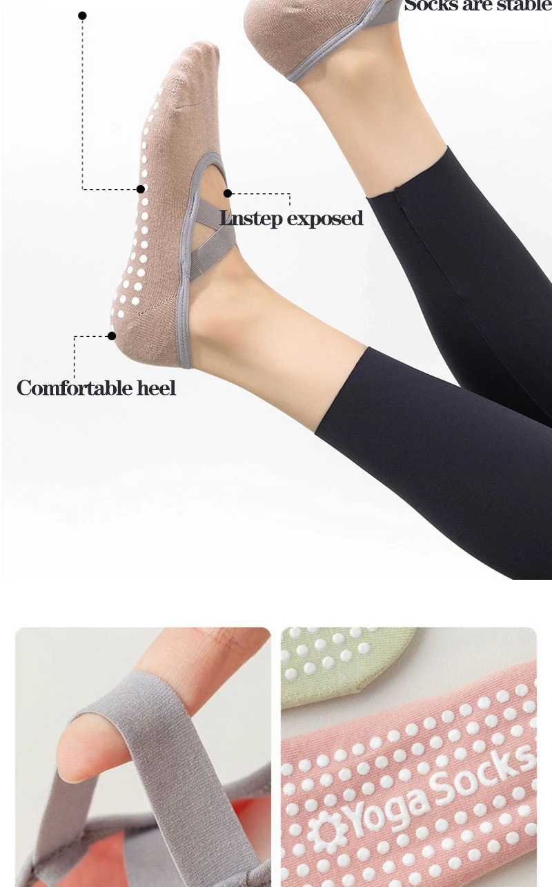 1/ 3Pair Professional Women Yoga Sock Silicone Anti-slip Ballet Pilates Socks Women Backless Breathable Bandage Yoga Sport Socks
