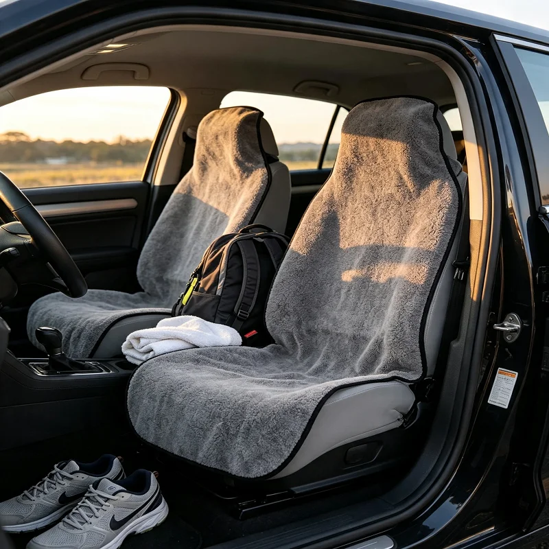 Universal Fit Waterproof Sweat Towel Car Seat Cover for Post-Gym Workout Running Swimming Beach And Hiking Anti-Slip
