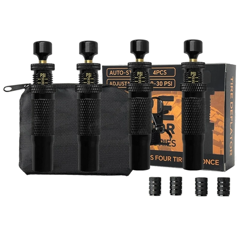 Tire Deflators Easy Twist Pressure Control Adjustable from 0.7 to 2.1 Bar, with Protective Caps&Convenient Carrying Case