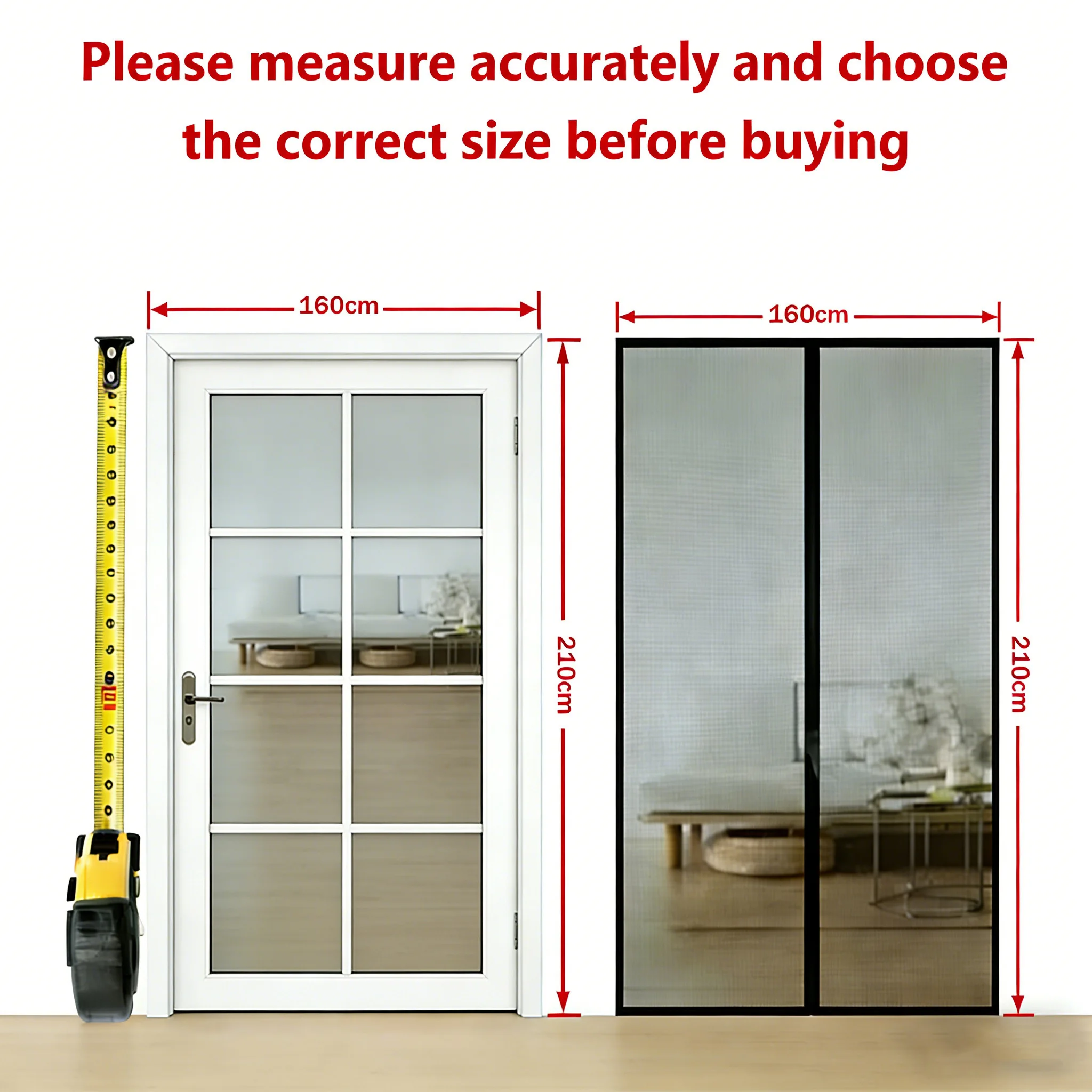 Magnetic Mosquito Screen Door,Fiberglass Mesh Curtain,Auto Closing Insect-Proof,Hands-Free Net for Patio,Front French Doors