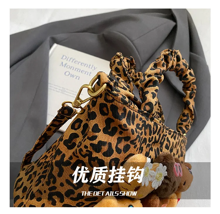 Cartoon Crossbody Bag Fashion Leopard Print Handbag for Girls Cute Women Toddler Shoulder Purse Travel Handbag Gift