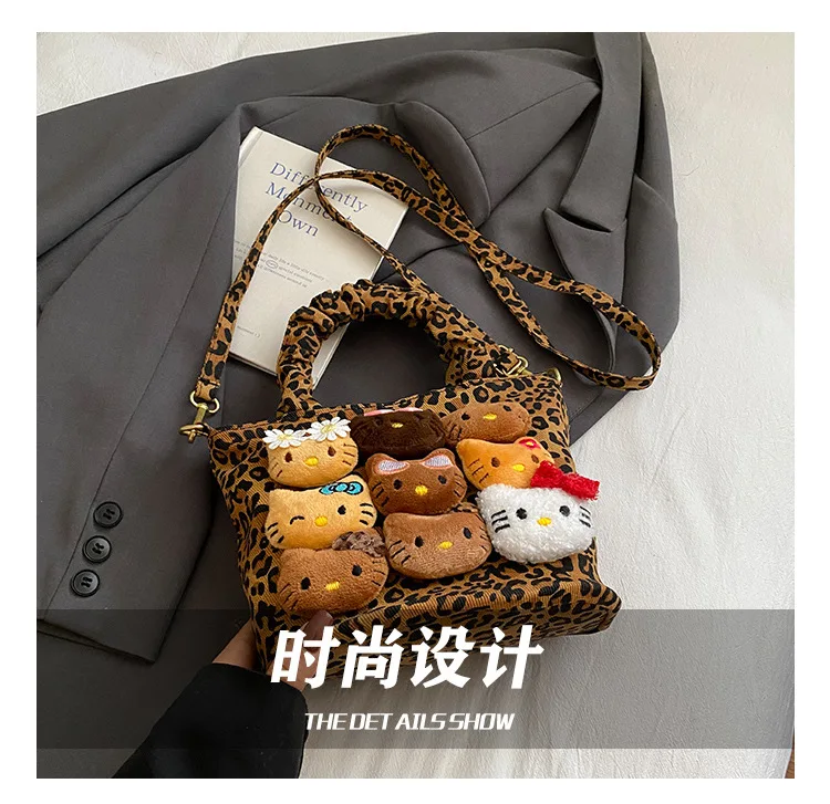 Cartoon Crossbody Bag Fashion Leopard Print Handbag for Girls Cute Women Toddler Shoulder Purse Travel Handbag Gift