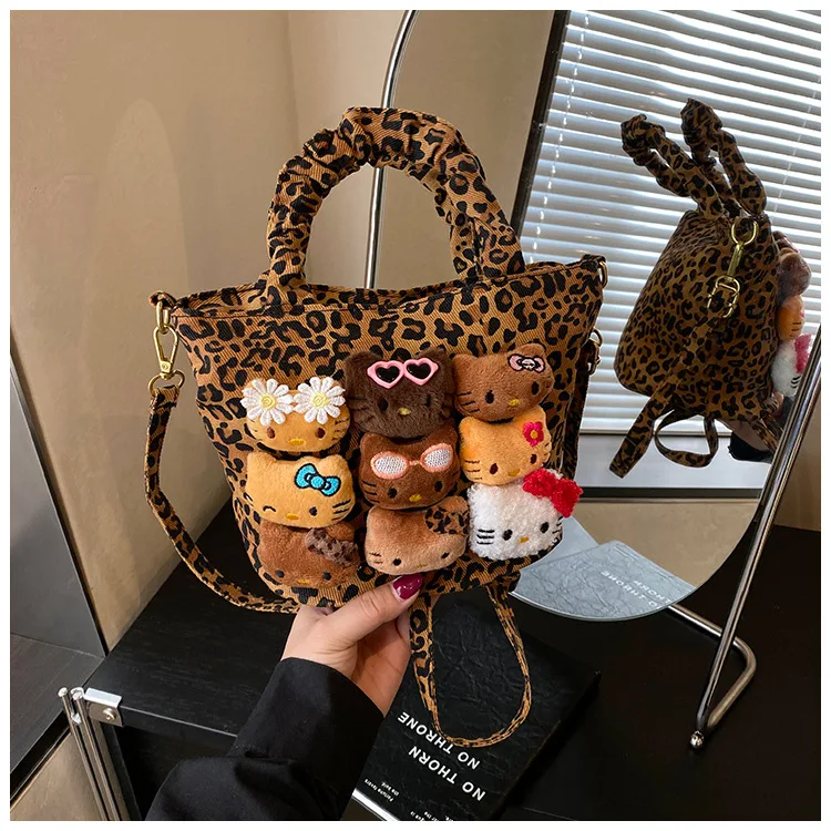 Cartoon Crossbody Bag Fashion Leopard Print Handbag for Girls Cute Women Toddler Shoulder Purse Travel Handbag Gift