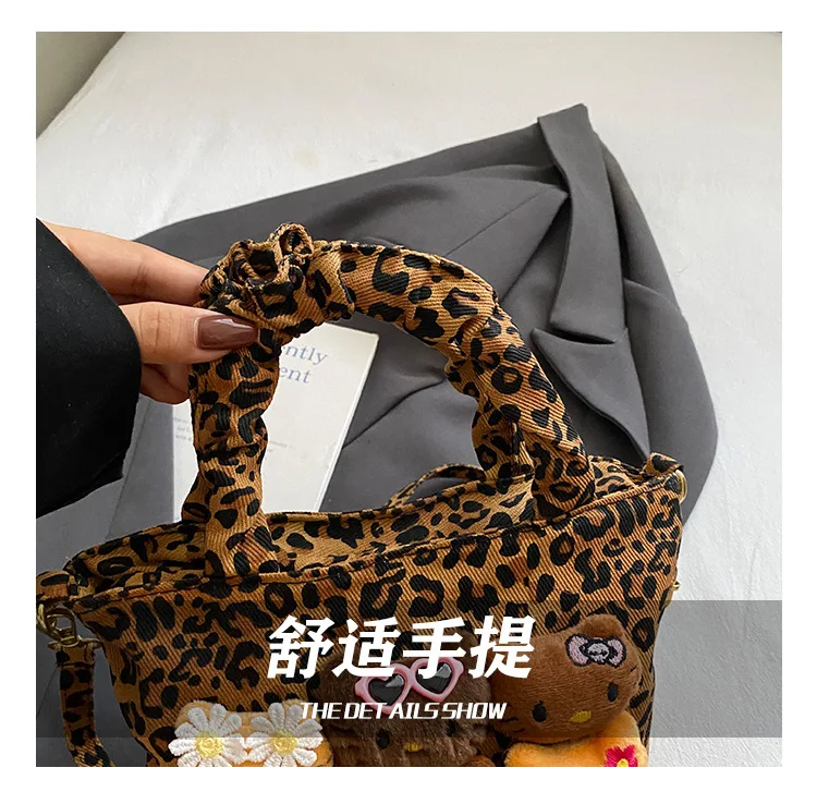 Cartoon Crossbody Bag Fashion Leopard Print Handbag for Girls Cute Women Toddler Shoulder Purse Travel Handbag Gift