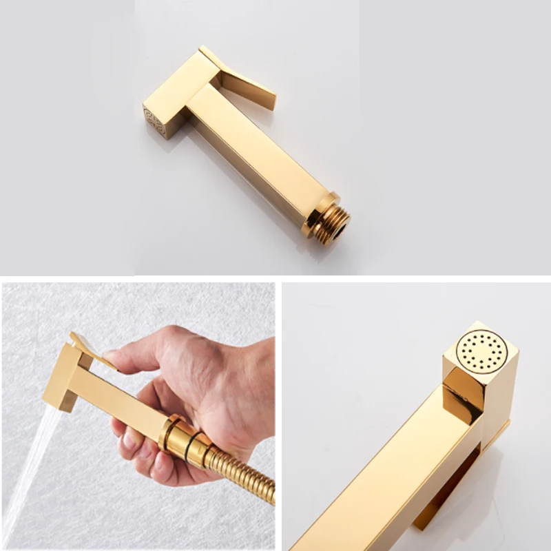 Rose Gold Bidet Faucet Wall mounted Toilet spray Bathroom Shower Tap Cold and Hot Mixer Handheld Spray Gun Wash Basin Crane