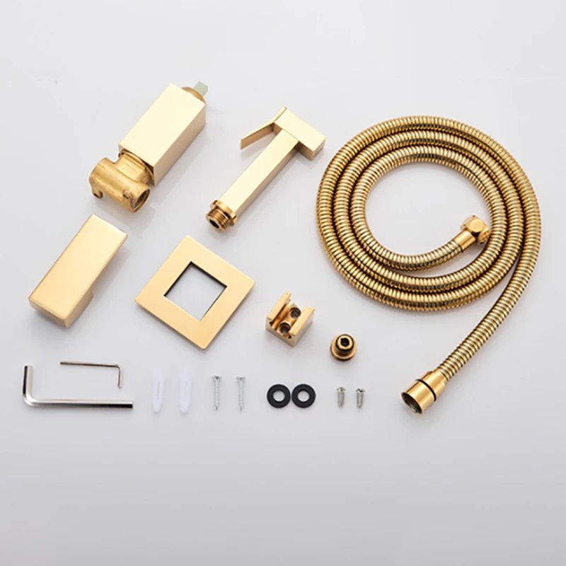 Rose Gold Bidet Faucet Wall mounted Toilet spray Bathroom Shower Tap Cold and Hot Mixer Handheld Spray Gun Wash Basin Crane