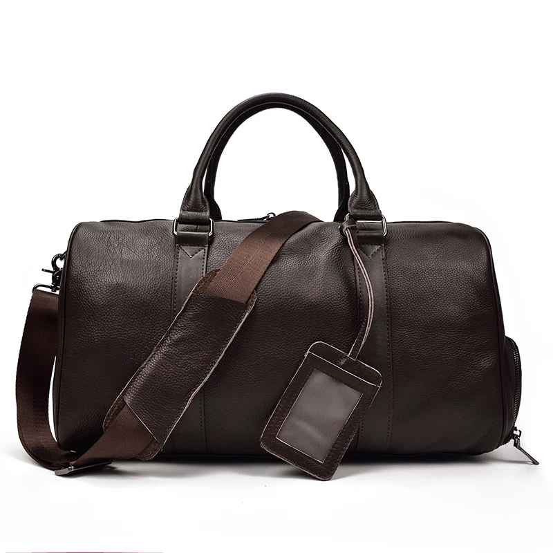 Luxury Genuine Leather Men Women Travel Bag Cow Leather Carry On Luggage Bag Travel Shoulder Bag Male Female Weekend Duffle Bag