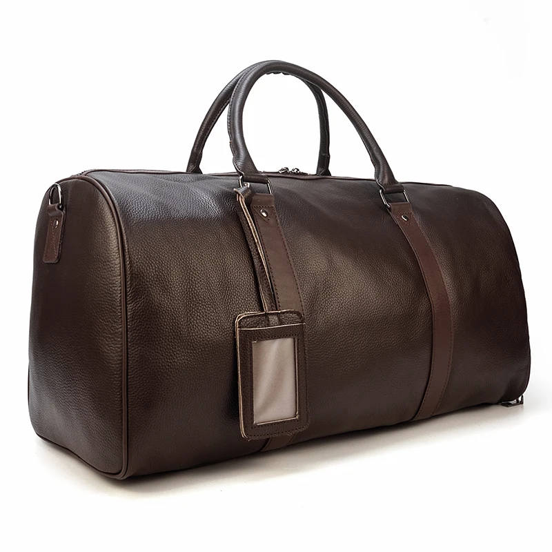 Luxury Genuine Leather Men Women Travel Bag Cow Leather Carry On Luggage Bag Travel Shoulder Bag Male Female Weekend Duffle Bag