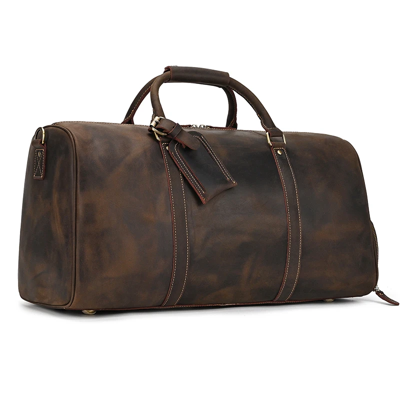 Luxury Genuine Leather Men Women Travel Bag Cow Leather Carry On Luggage Bag Travel Shoulder Bag Male Female Weekend Duffle Bag