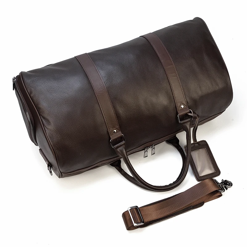 Luxury Genuine Leather Men Women Travel Bag Cow Leather Carry On Luggage Bag Travel Shoulder Bag Male Female Weekend Duffle Bag