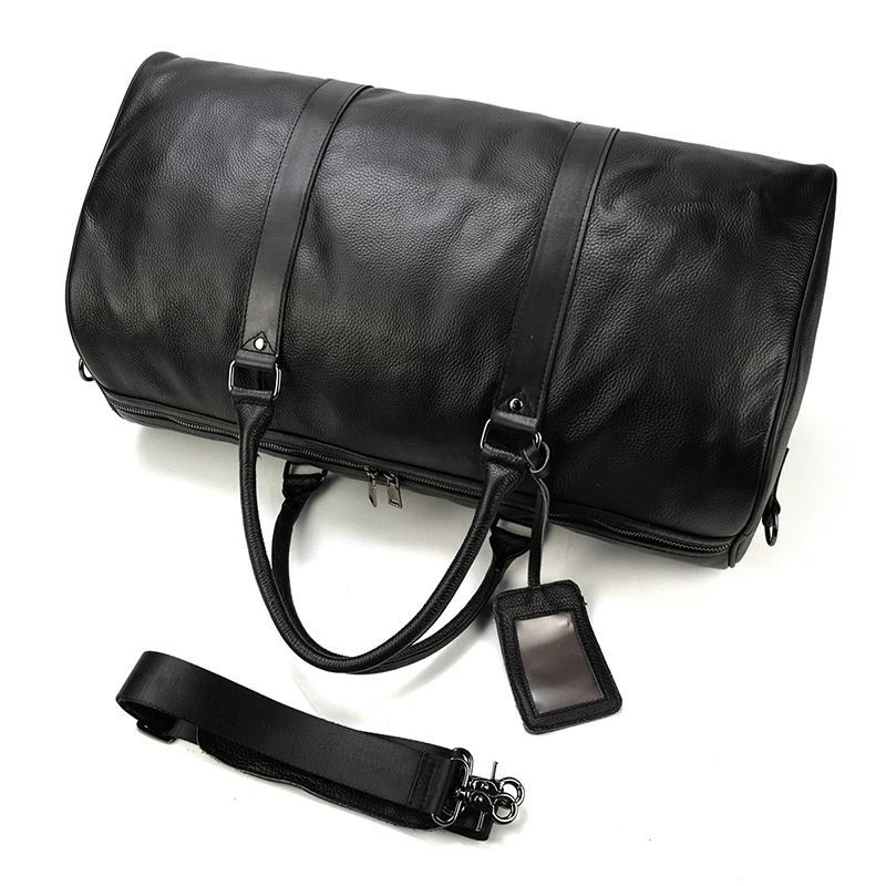 Luxury Genuine Leather Men Women Travel Bag Cow Leather Carry On Luggage Bag Travel Shoulder Bag Male Female Weekend Duffle Bag