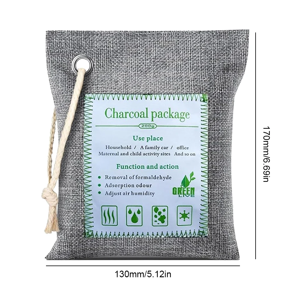 Odor Absorber Moisture Absorber Natural Car Air Freshener 2x200g Reusable Bamboo Activated Charcoal Air Freshener for Car Closet