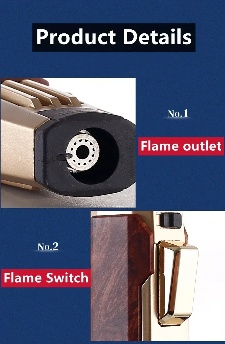JOBON Metal Outdoor Windproof Turbine Torch Strong Fire Power Blue Flame Straight Butane Gas Lighter Gas Kitchen BBQ Welding