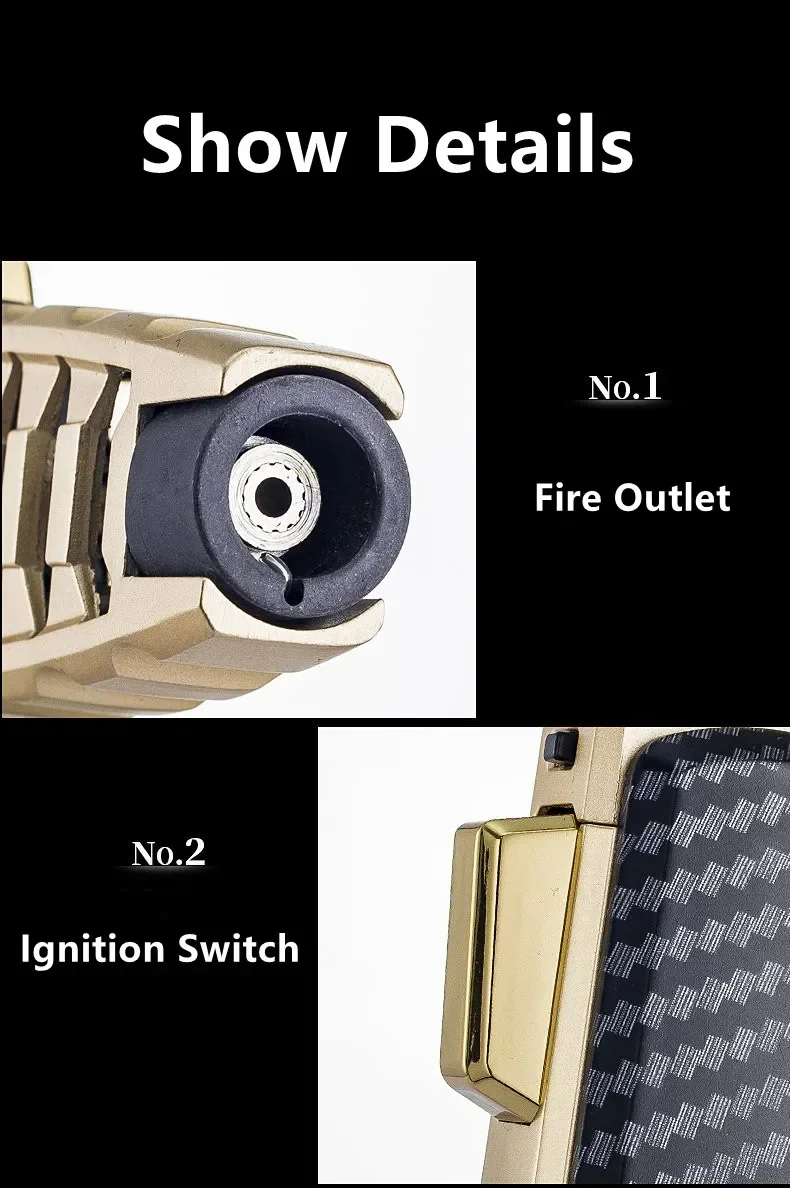 JOBON Metal Outdoor Windproof Turbine Torch Strong Fire Power Blue Flame Straight Butane Gas Lighter Gas Kitchen BBQ Welding