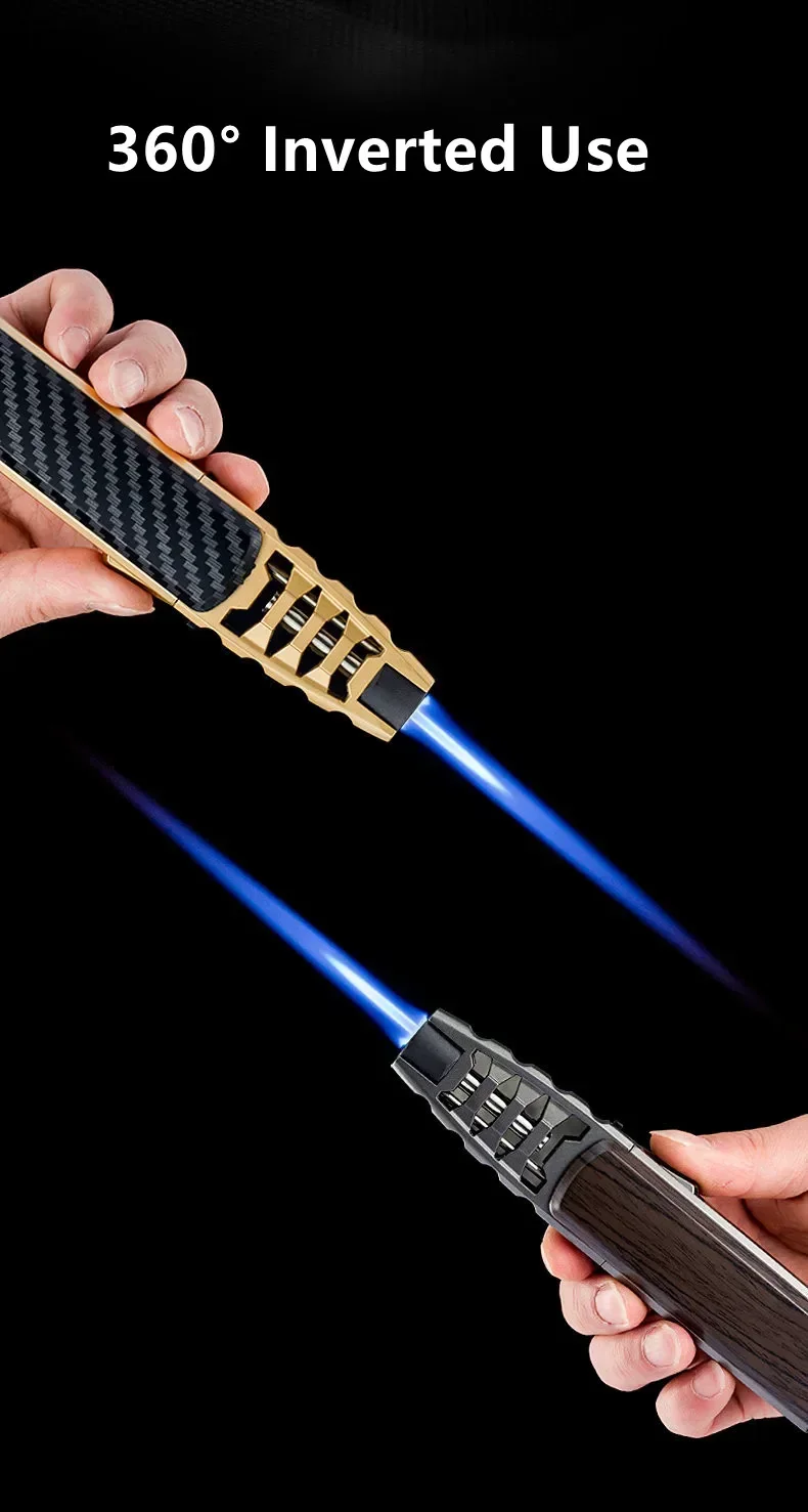 JOBON Metal Outdoor Windproof Turbine Torch Strong Fire Power Blue Flame Straight Butane Gas Lighter Gas Kitchen BBQ Welding