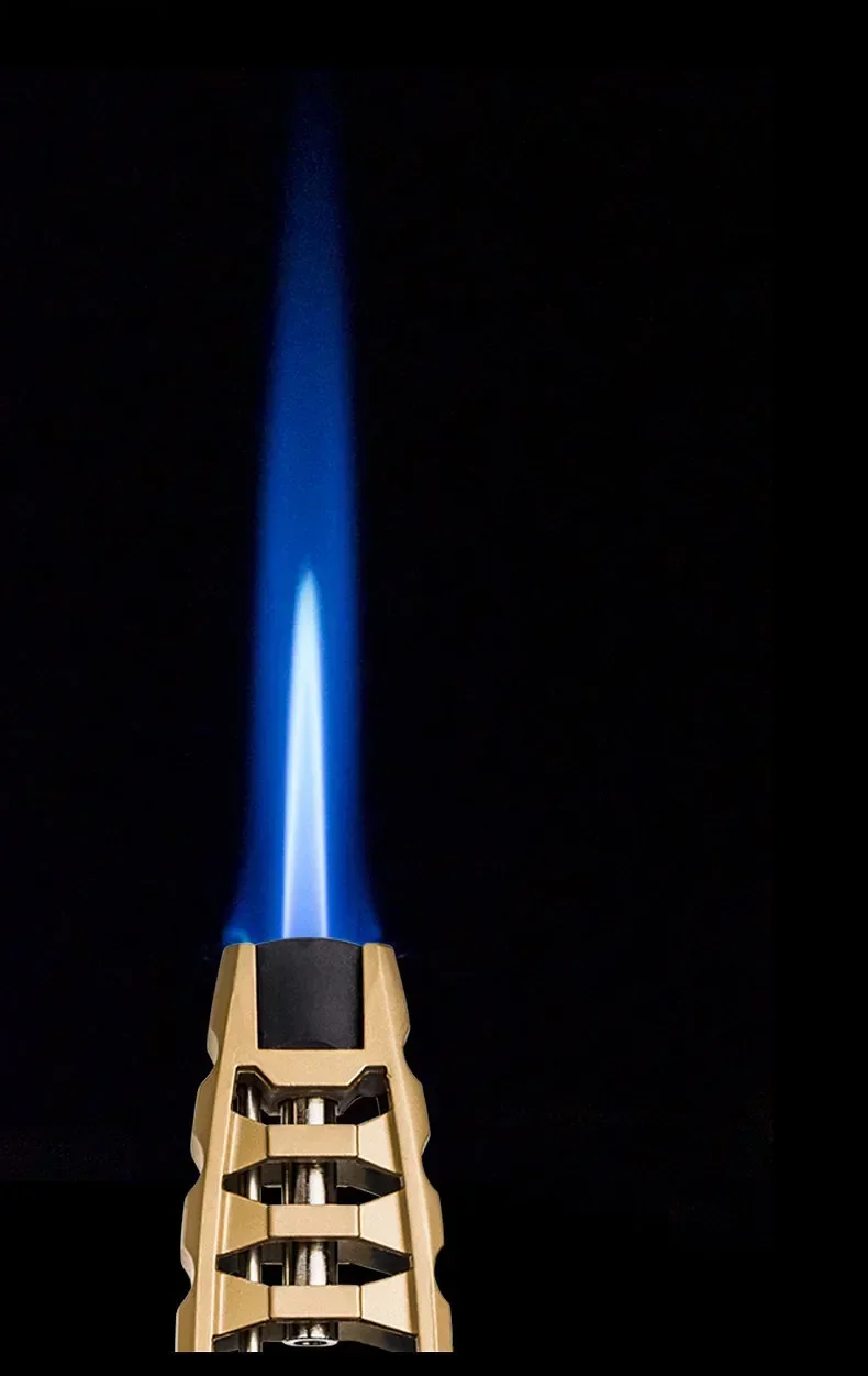 JOBON Metal Outdoor Windproof Turbine Torch Strong Fire Power Blue Flame Straight Butane Gas Lighter Gas Kitchen BBQ Welding