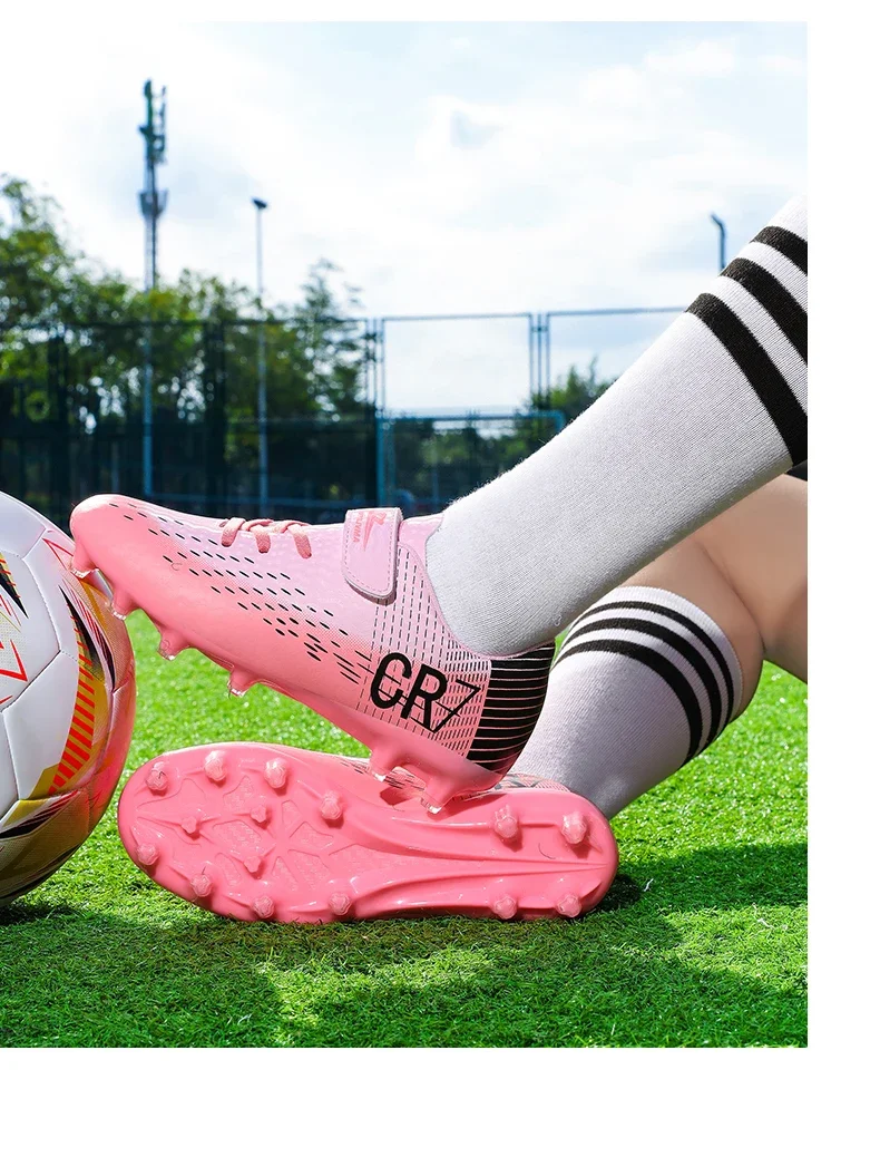 New Children Football Boots Outdoor Trainers Soccer Shoes for Kids Boys Girls Hook Loop Football Cleats Futsal Sneakers 28-39