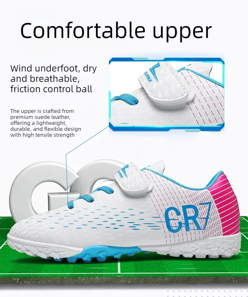 New Children Football Boots Outdoor Trainers Soccer Shoes for Kids Boys Girls Hook Loop Football Cleats Futsal Sneakers 28-39