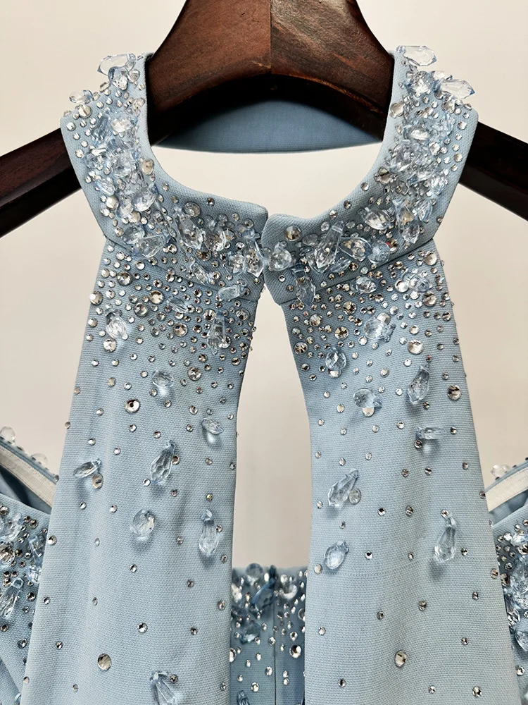 HIGH QUALITY Newest 2026 Designer Fashion Women's Party Gown With Detachable Cape Diamonds Beaded Embellishments Long Dress