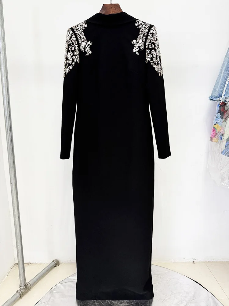 HIGH STREET Newest Fashion 2026 Designer Party Vestido Women's Stylish Backless Diamonds Beaded Crystal Long Maxi Dress