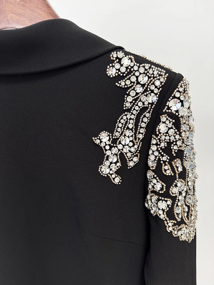 HIGH STREET Newest Fashion 2026 Designer Party Vestido Women's Stylish Backless Diamonds Beaded Crystal Long Maxi Dress