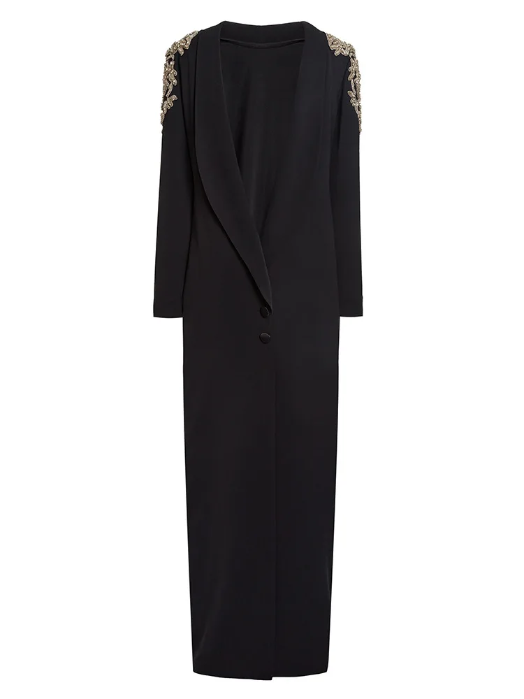 HIGH STREET Newest Fashion 2026 Designer Party Vestido Women's Stylish Backless Diamonds Beaded Crystal Long Maxi Dress