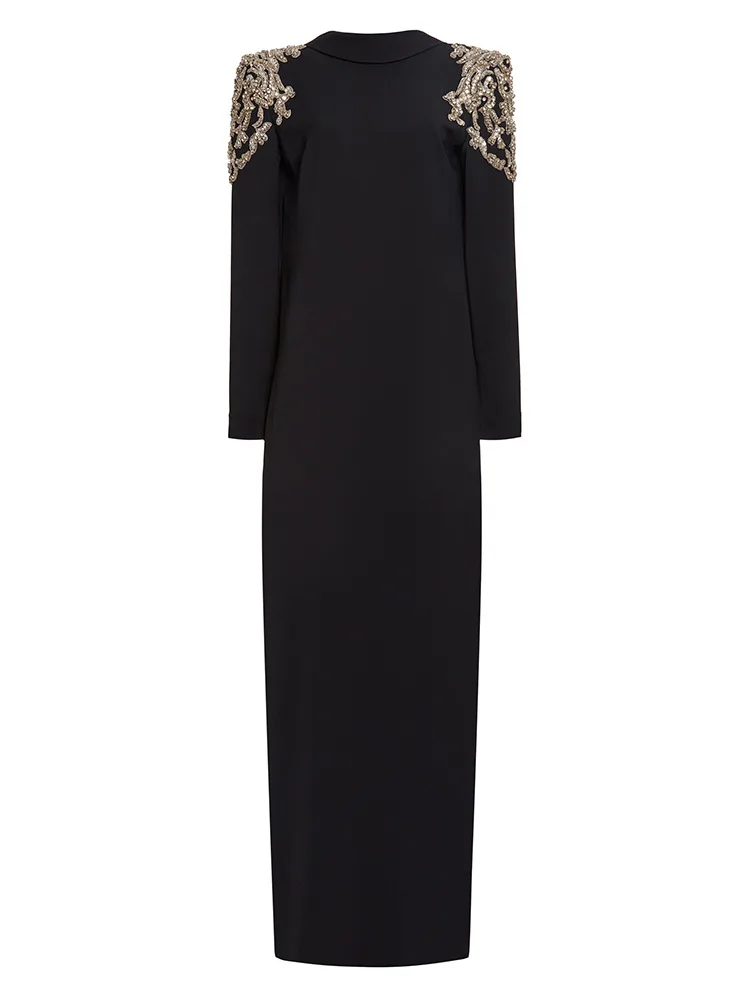 HIGH STREET Newest Fashion 2026 Designer Party Vestido Women's Stylish Backless Diamonds Beaded Crystal Long Maxi Dress