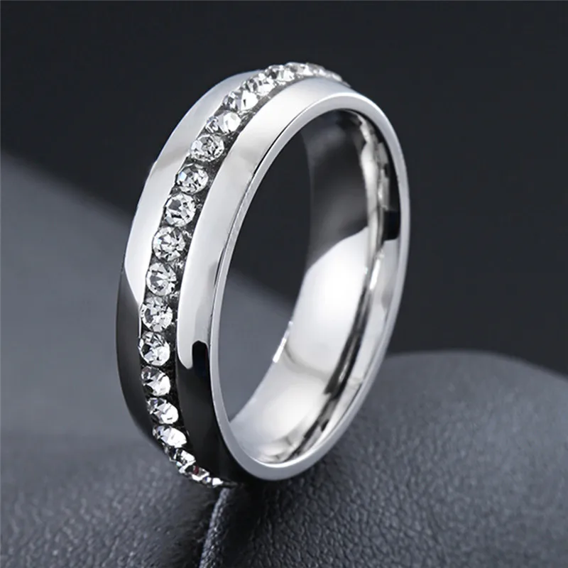 Modyle New Fashion CZ Stones Ring for Women Punk Vintage Gold Silver Color Stainless Steel Crystal Finger Band Elegant Jewelry