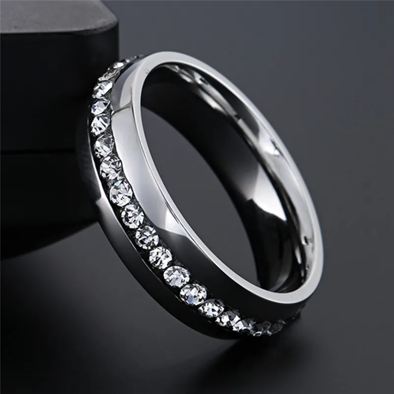 Modyle New Fashion CZ Stones Ring for Women Punk Vintage Gold Silver Color Stainless Steel Crystal Finger Band Elegant Jewelry