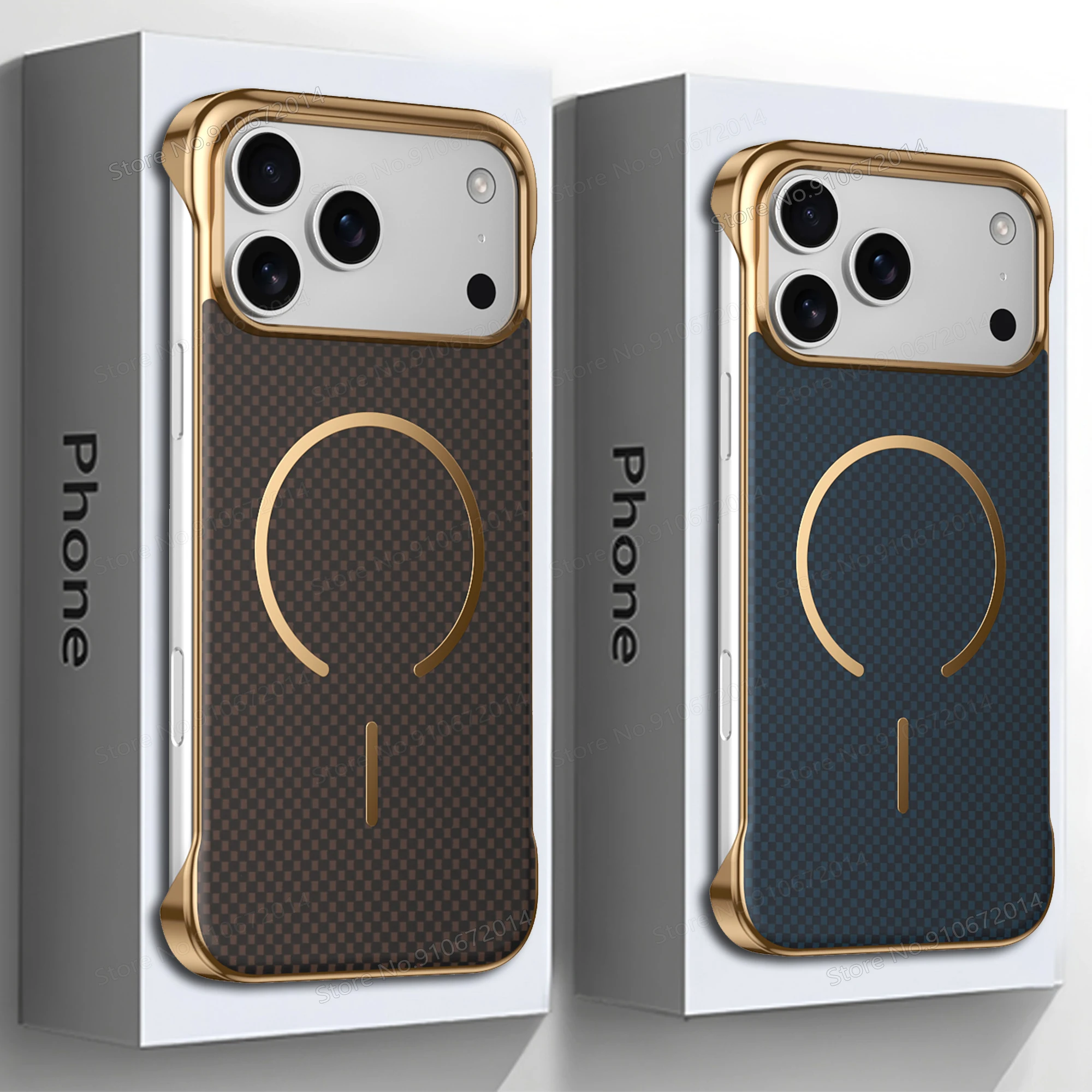 For iPhone 17 16 15 14 13 18 Pro Max For Magsafe Magnetic Fiber Texture Matte Phone Case For iPhone Air Plating Frameless Cover