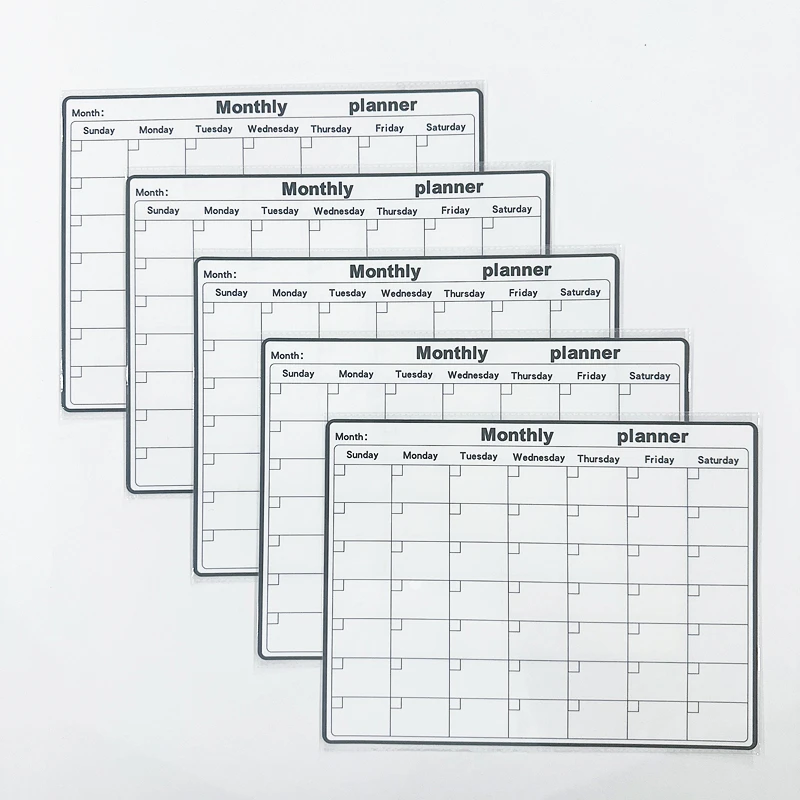 5Pcs/Set Electrostatic Wall Planner - Magnetic Whiteboard Stickers with Weekly/Monthly Study Organizer