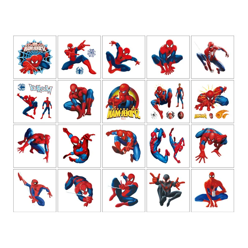 20Pcs Cartoon SpiderMan Temporary Tattoo Sticker Body Art Cute Tattoo Stickers Cosplay Party Toys for Kids Birthday Gifts