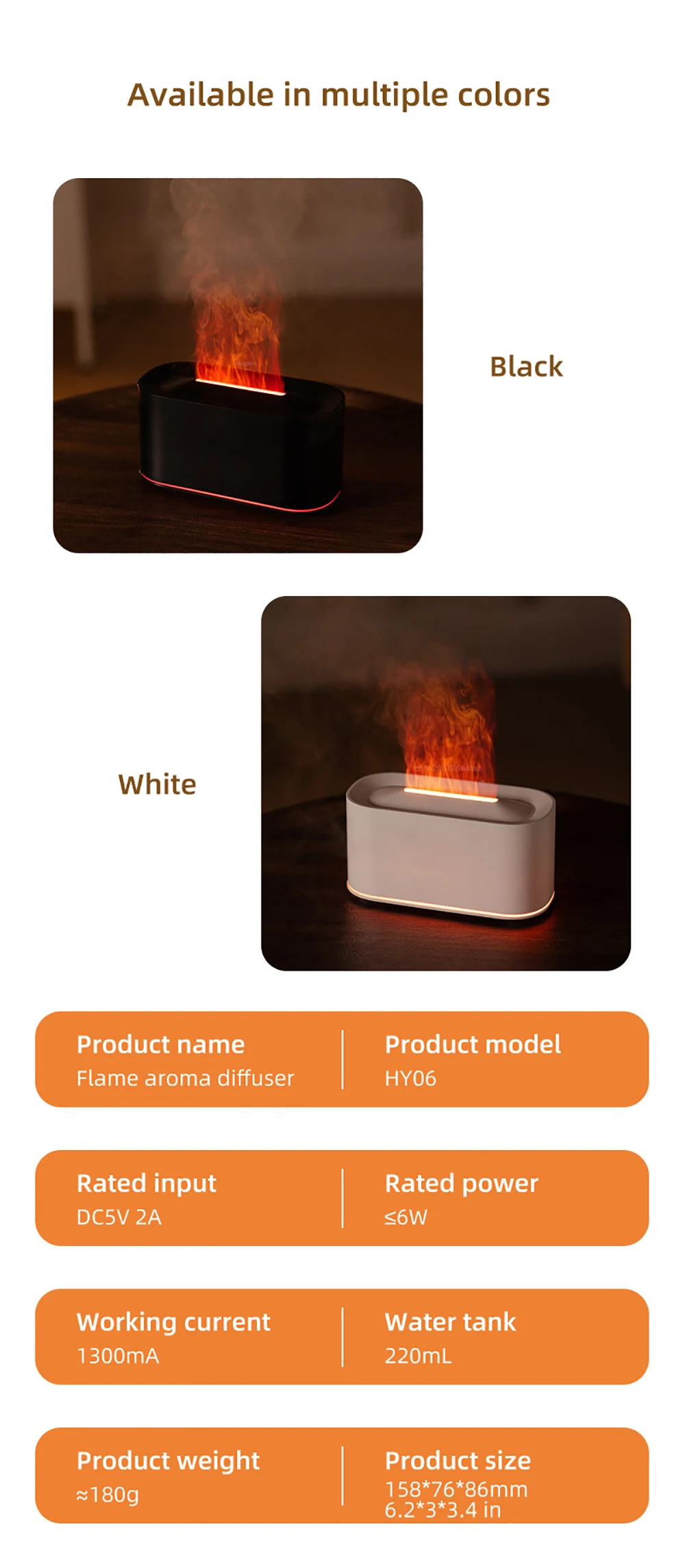 Aroma Humidifier Mini Air Humidifier for Home Bedroom Flame Essential Oils Diffuser Desktop Fragrance Diffuser with Night Light