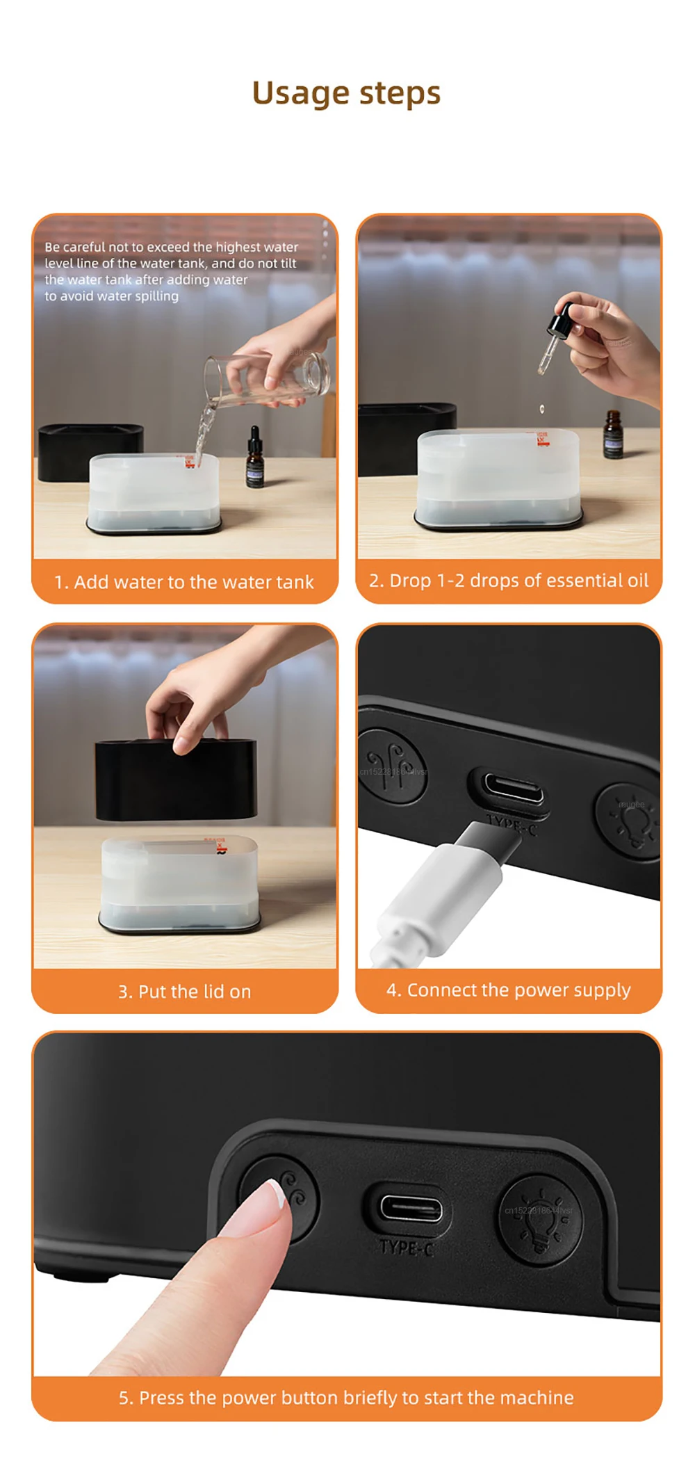 Aroma Humidifier Mini Air Humidifier for Home Bedroom Flame Essential Oils Diffuser Desktop Fragrance Diffuser with Night Light
