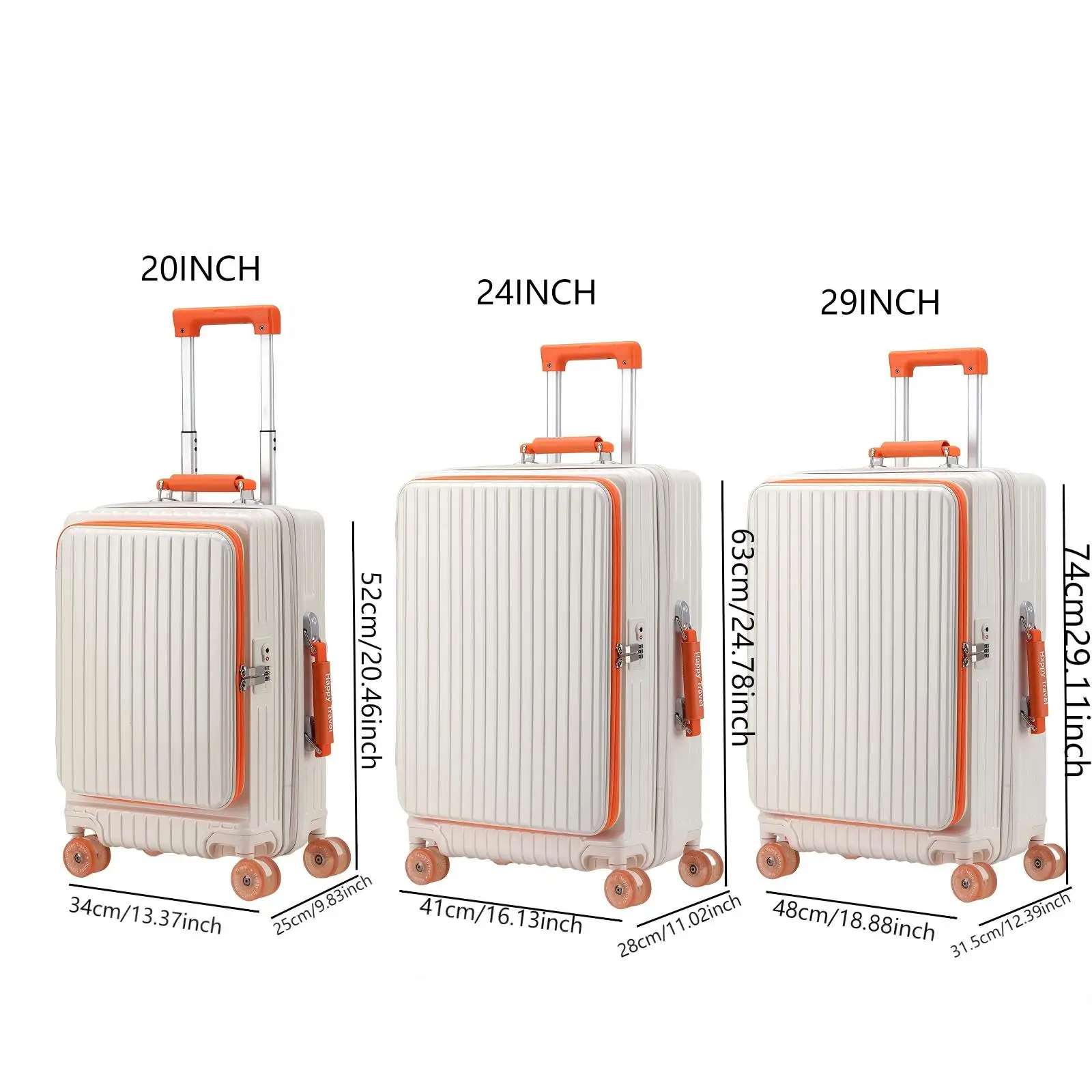 1-Piece Set of Front-Opening Travel Suitcase with Jelly Wheels, Trolley Case with 5cm Expandable Layer, Leather Handle, Luggage Bag with Phone Holder, Foldable Cup Holder, Side Hook Function, Customs Lock, Suitable for Outdoor Beach Vacations and Long-Distance Travel