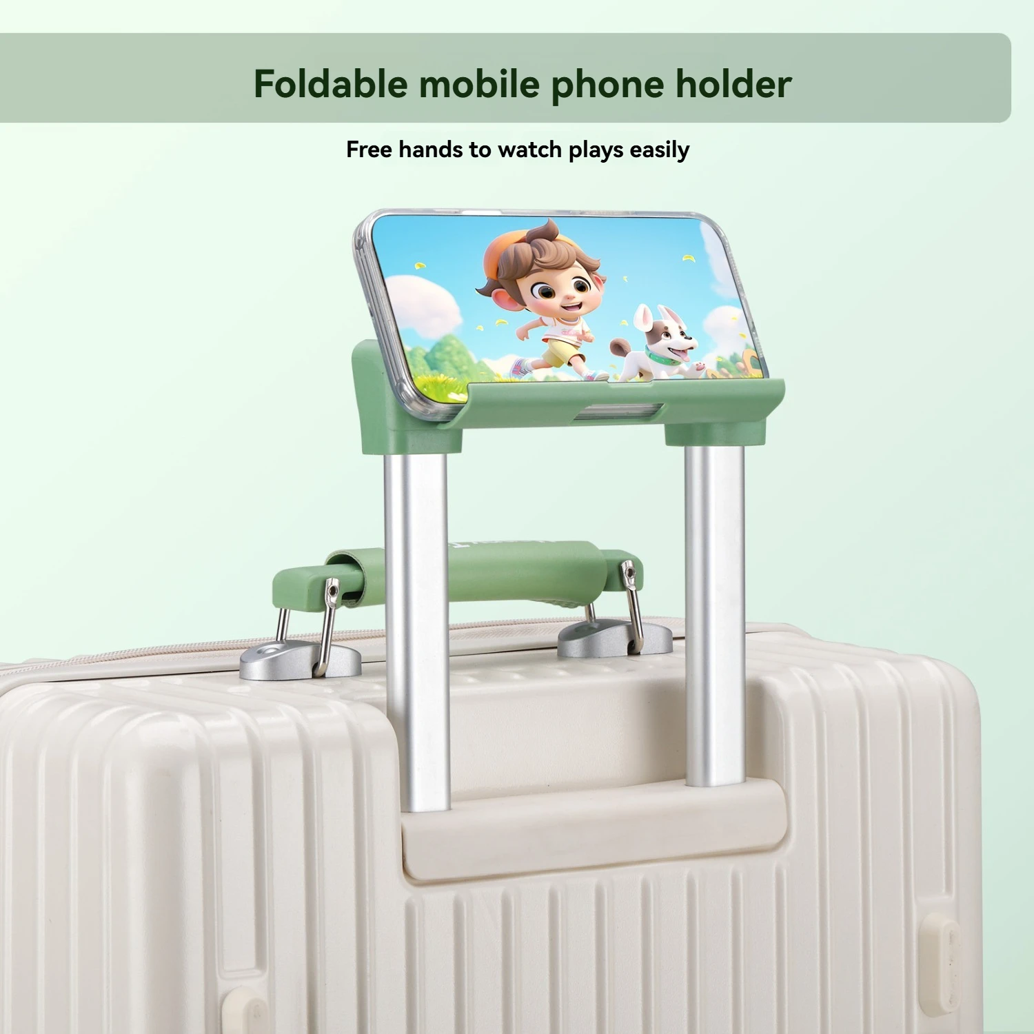 1-Piece Set of Front-Opening Travel Suitcase with Jelly Wheels, Trolley Case with 5cm Expandable Layer, Leather Handle, Luggage Bag with Phone Holder, Foldable Cup Holder, Side Hook Function, Customs Lock, Suitable for Outdoor Beach Vacations and Long-Distance Travel