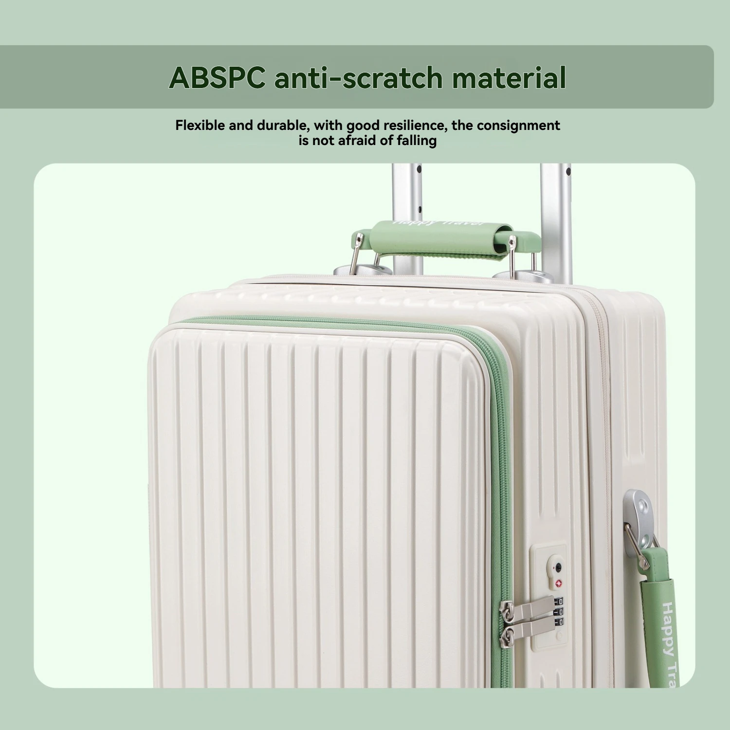 1-Piece Set of Front-Opening Travel Suitcase with Jelly Wheels, Trolley Case with 5cm Expandable Layer, Leather Handle, Luggage Bag with Phone Holder, Foldable Cup Holder, Side Hook Function, Customs Lock, Suitable for Outdoor Beach Vacations and Long-Distance Travel