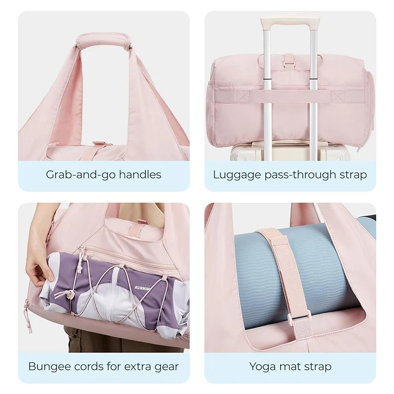 Large Capacity Fitness Bag Women Sports Yoga Handbag Lightweight Multi-Layer Travel Bag Dry and Wet Separation Shoulder Bags