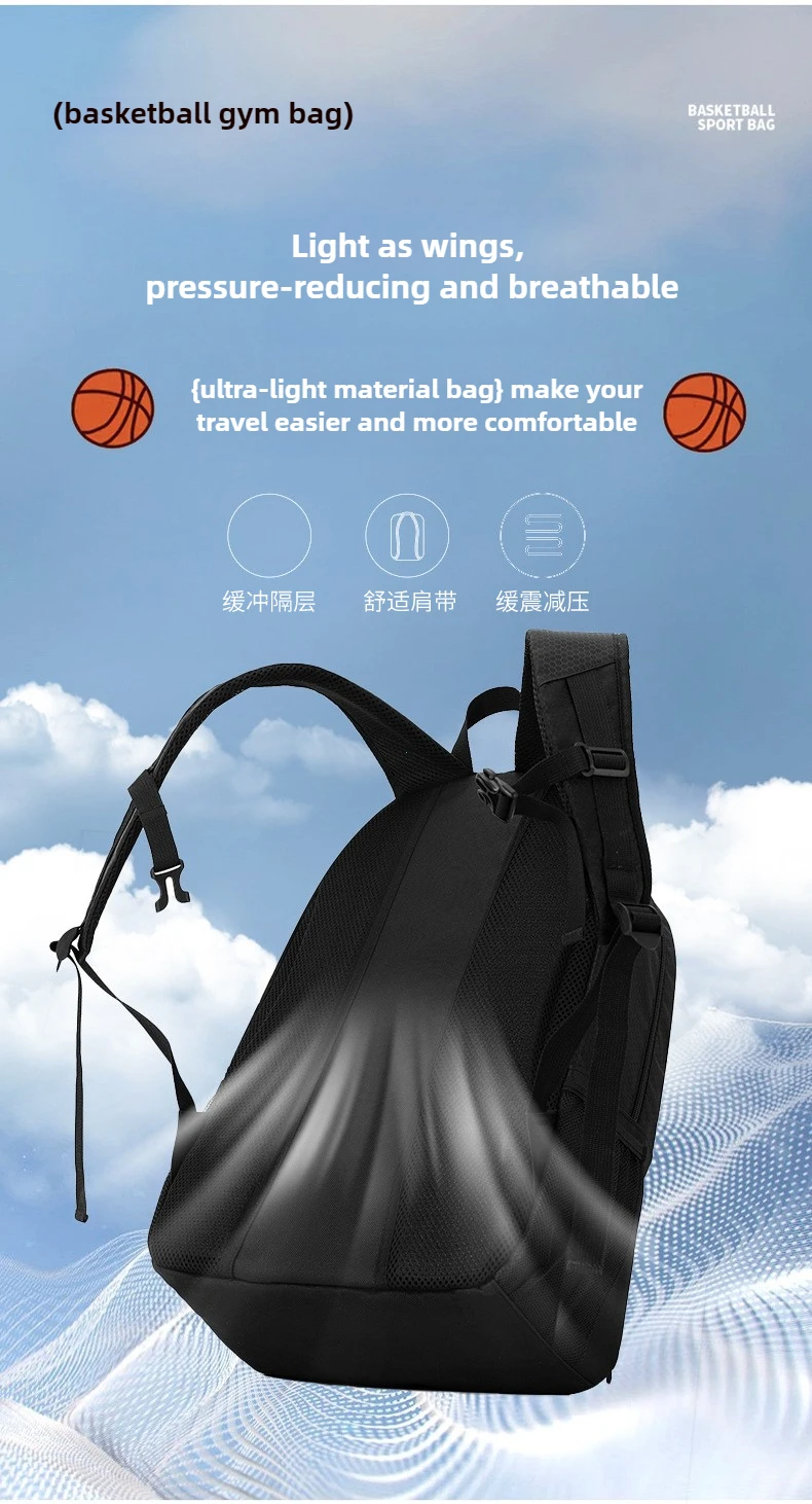 Sports Gym Fitness Yoga Backpack with Shoes Pocket Large Capacity Outdoor Camping Hiking Basketball Bag Soccer Equipment Pack