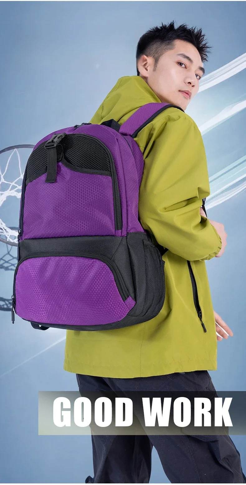 Sports Gym Fitness Yoga Backpack with Shoes Pocket Large Capacity Outdoor Camping Hiking Basketball Bag Soccer Equipment Pack