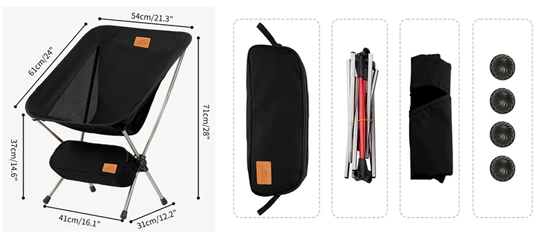 Naturehike Portable Folding Camping Chair Ultralight Backpacking Chair with Anti-Sinking Feet Folding Hiking Fishing Chair