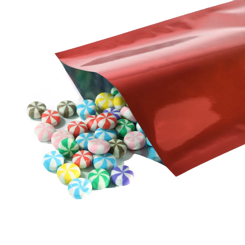 Variety of Sizes Reusable Packaging Bag Heat Sealing Open Top Aluminum Foil Vacuum Package Pouch Red Flat Mylar Bags 100pcs/lot