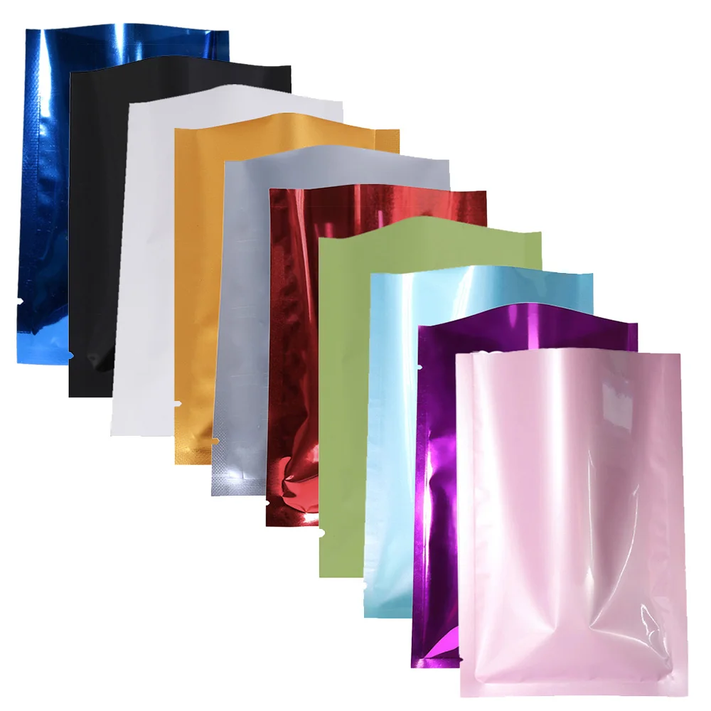 Variety of Sizes Reusable Packaging Bag Heat Sealing Open Top Aluminum Foil Vacuum Package Pouch Red Flat Mylar Bags 100pcs/lot