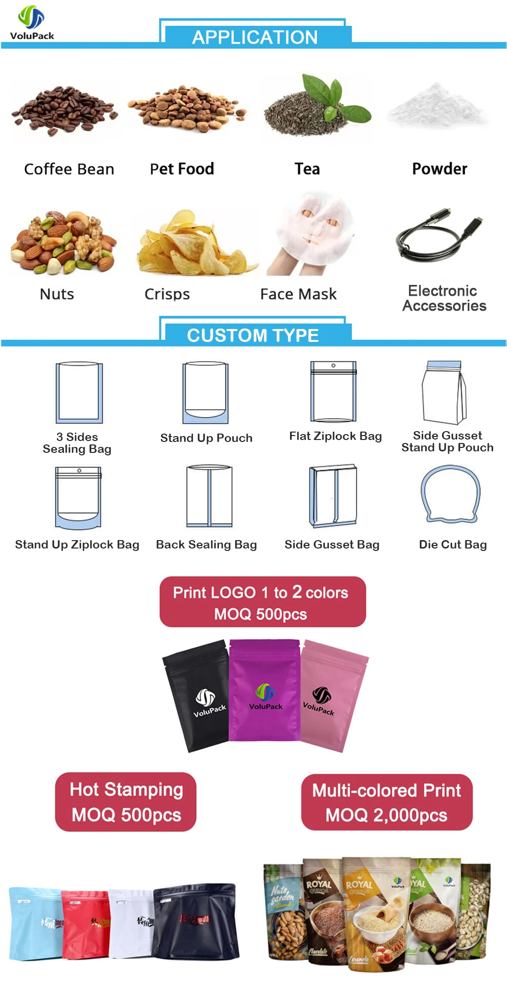 Variety of Sizes Reusable Packaging Bag Heat Sealing Open Top Aluminum Foil Vacuum Package Pouch Red Flat Mylar Bags 100pcs/lot