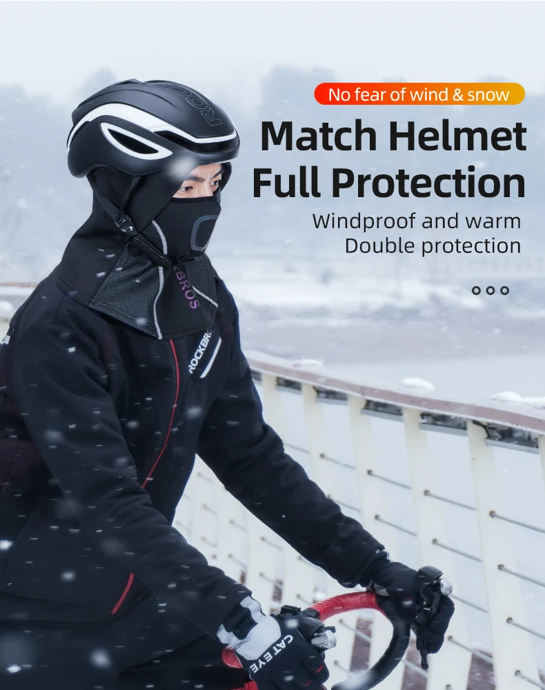 ROCKBROS Winter Face Mask Winter Cycling Climbing Hiking Fleece Thermal Keep Warm Windproof Motorcycle Cycling Face Balaclava